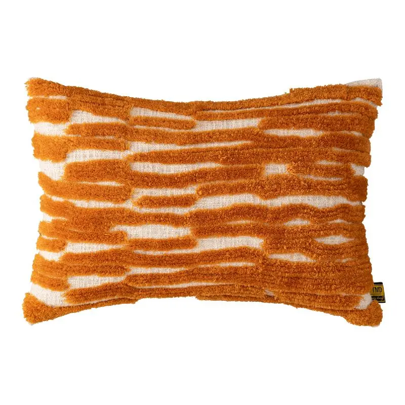Kissen – Baumwolle, Gesticktes Muster, Rechteckige Form, Orange, L – Genica | PTMD