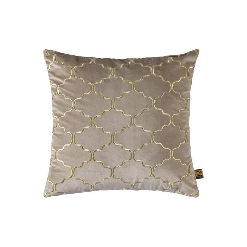 Kissen – Beige Samtstoff, Rautenmuster, Quadratische Form, S - Lizze | PTMD