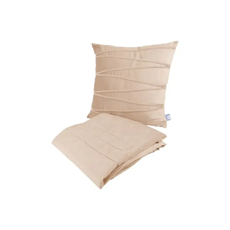 Kissen – Champagnerfarbener Samt, Retro-Muster, Passende Decke - Paulina 125 | Kayoom