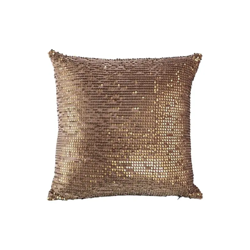 Kissen – Glitzernde Pailletten, Braunfarbene Oberfläche, Quadratisches Design – Vanny | PTMD
