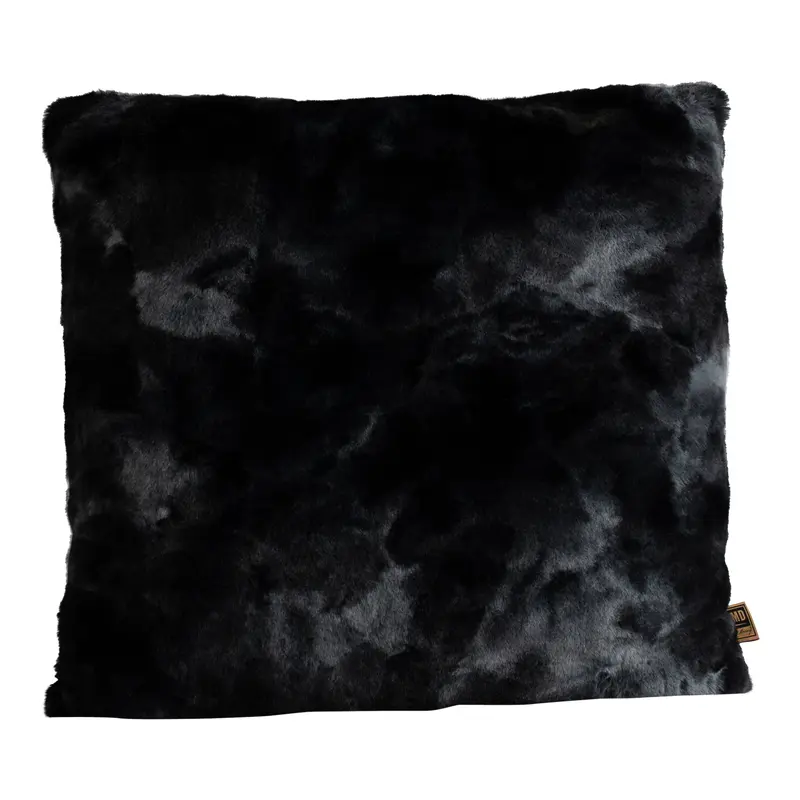 Kissen – Kunstfell, Flauschige Haptik, Quadratische Form, Schwarz, L – Linde | PTMD