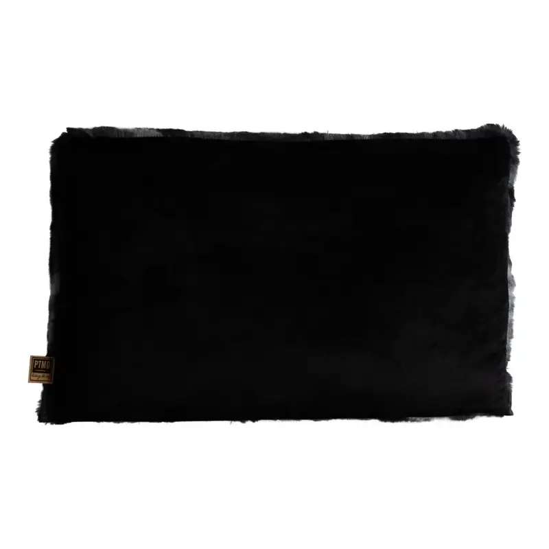 Kissen – Schwarzer Stoff, Kunstfell Optik, Tiermuster Design, M - Linde | PTMD
