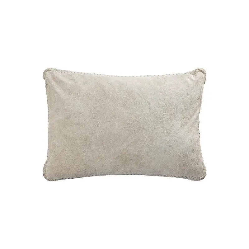 Kissen - Taupe Veloursleder, Reißverschluss, Polyesterfüllung, M – Suky | PTMD