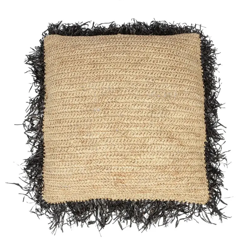 Kissenbezug – Bast Material, Boho Stil, Strukturierte Oberfläche, 60x60 - Raffia | Bazar Bizar Antwerp