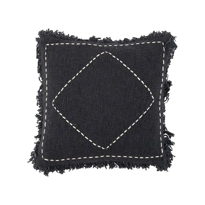 Kissenbezug – Baumwolle Material, Boho Stil, Schwarz Weiß Ton - Kasbah | Bazar Bizar Antwerp
