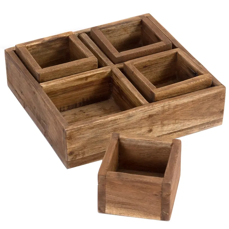 KISTEN SET "CUBO II" | Teak / Mahagoni | erweiterbares Set | Anzahl