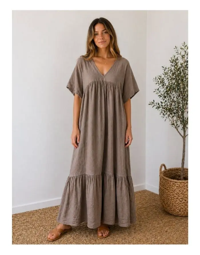 Kleid Leinen I Taupe