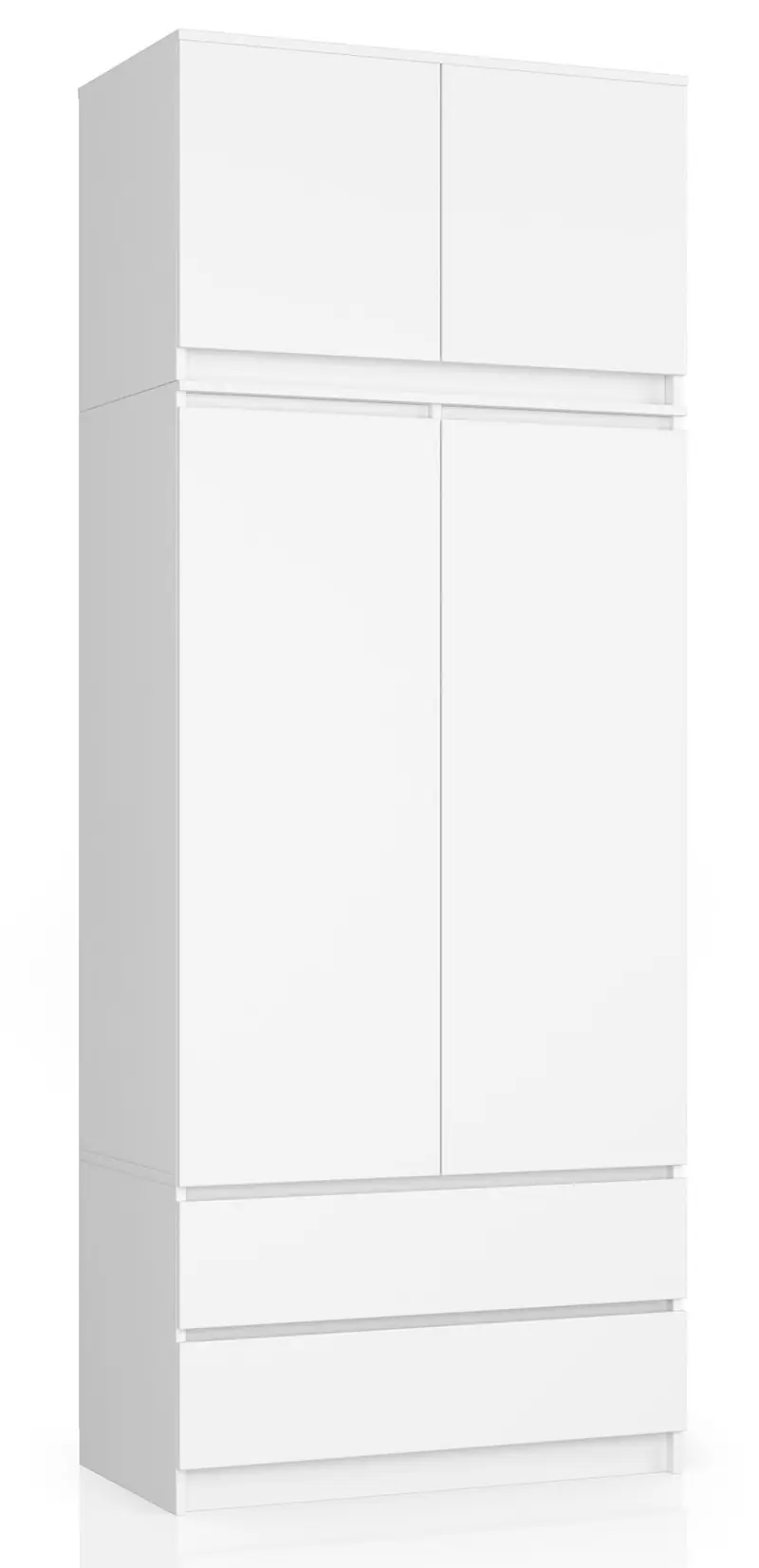 Kleiderschrank – Erweiterbarer Drehtürenschrank mit Aufsatz und 2 Schubladen