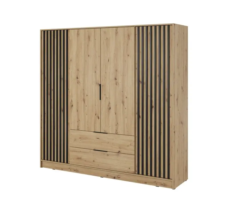 Kleiderschrank – NELLY 4D – Extra breiter Kleiderschrank mit Lamellenfront