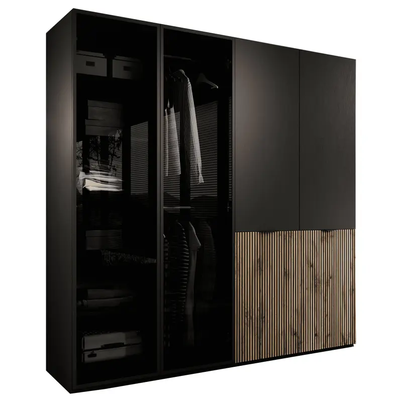 Kleiderschrank – Nordic – Modernes Design mit Antisol-Glas und Lamellenfront