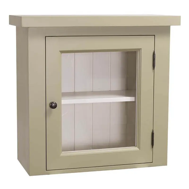 Kleiner Hängeschrank aus Massivholz mit Glastür