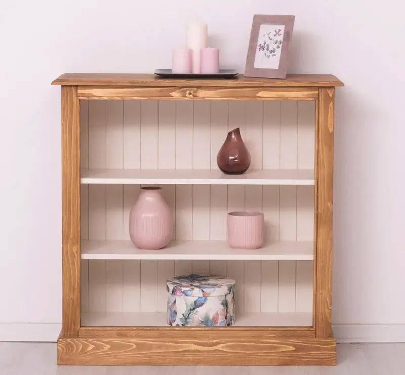 Kleines Bücherregal aus Massivholz im Landhausstil - Gewachst