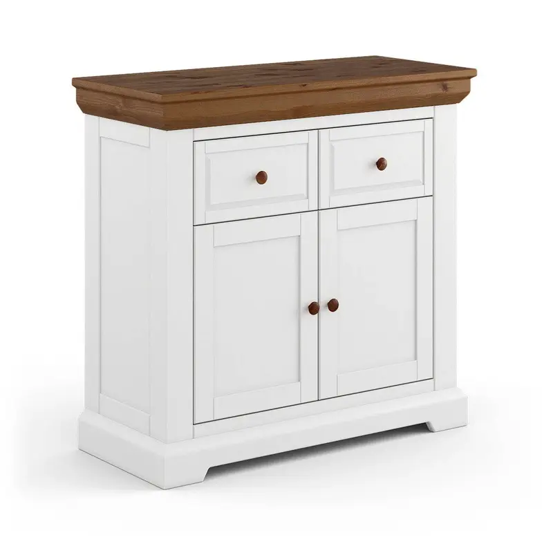 Kleines Sideboard aus Massivholz | Zweitürige Kommode Marone Elite Tabacco mit Schubladen