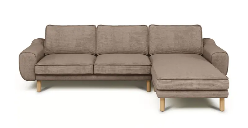 Klem 280 x 171 Sektional Zylindrisch Holzbein - Cord Velours
