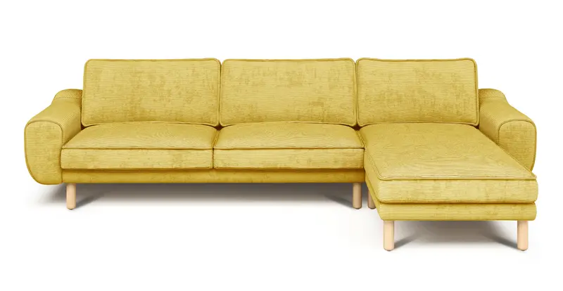 Klem 306 x 171 Sektional Zylindrisch Holzbein - Cord Velours