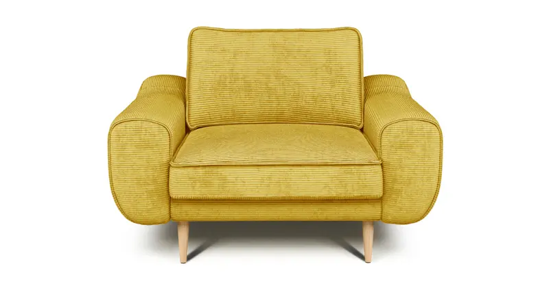 Klem Sessel Groß Holzbein - Cord Velours