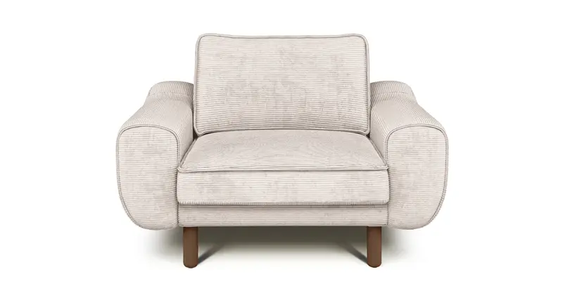 Klem Sessel Groß Zylindrisch Holzbein - Cord Velours