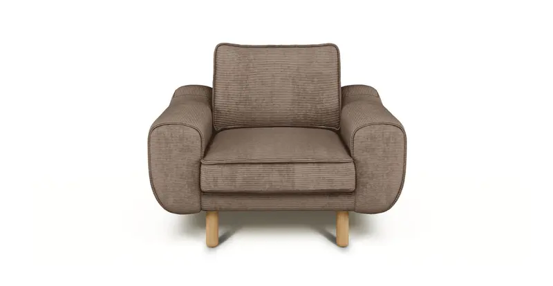 Klem Sessel Zylindrisch Holzbein - Cord Velours
