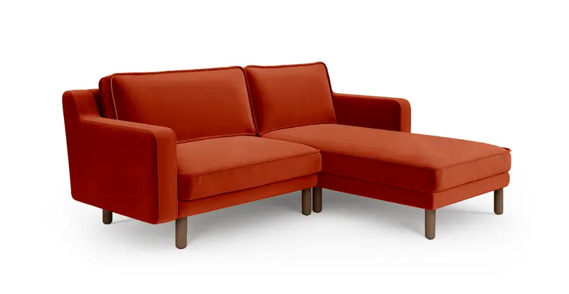 Klem Slim 212 x 171 Sektional Zylindrisch Holzbein - Samt