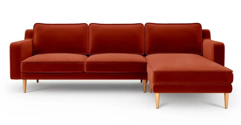 Klem Slim 266 x 171 Sektional Holzbein - Samt
