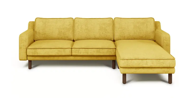 Klem Slim 266 x 171 Sektional Zylindrisch Holzbein - Cord Velours
