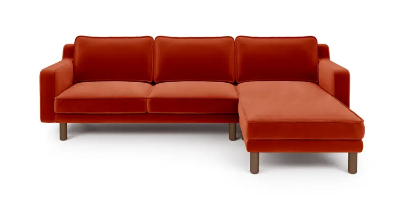 Klem Slim 266 x 171 Sektional Zylindrisch Holzbein - Samt
