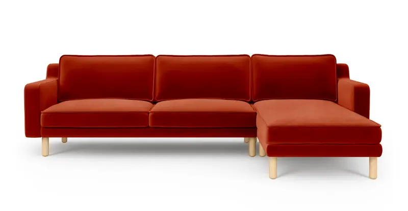 Klem Slim 292 x 171 Sektional Zylindrisch Holzbein - Samt