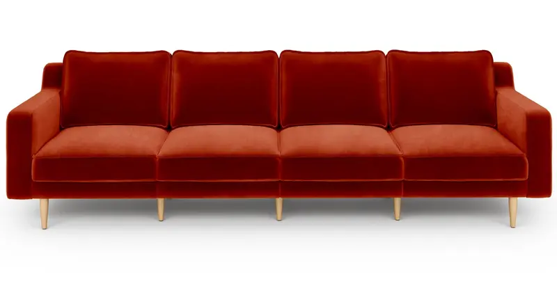 Klem Slim 4-Sitzer Modular Sofa Holzbein - Samt