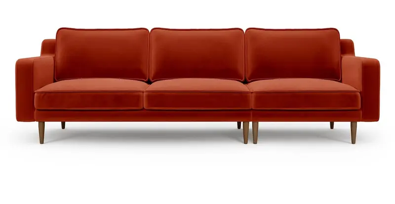 Klem Slim 4-Sitzer Sofa Holzbein - Samt