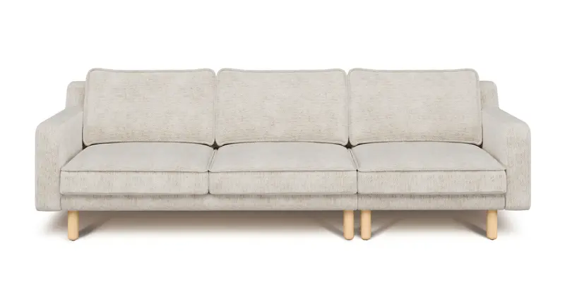 Klem Slim 4-Sitzer Sofa Zylindrisch Holzbein - Naturgewebe