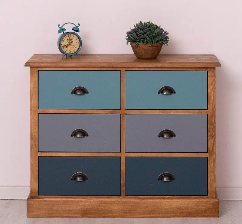 Kommode 100 aus Massivholz mit 6 Schubladen