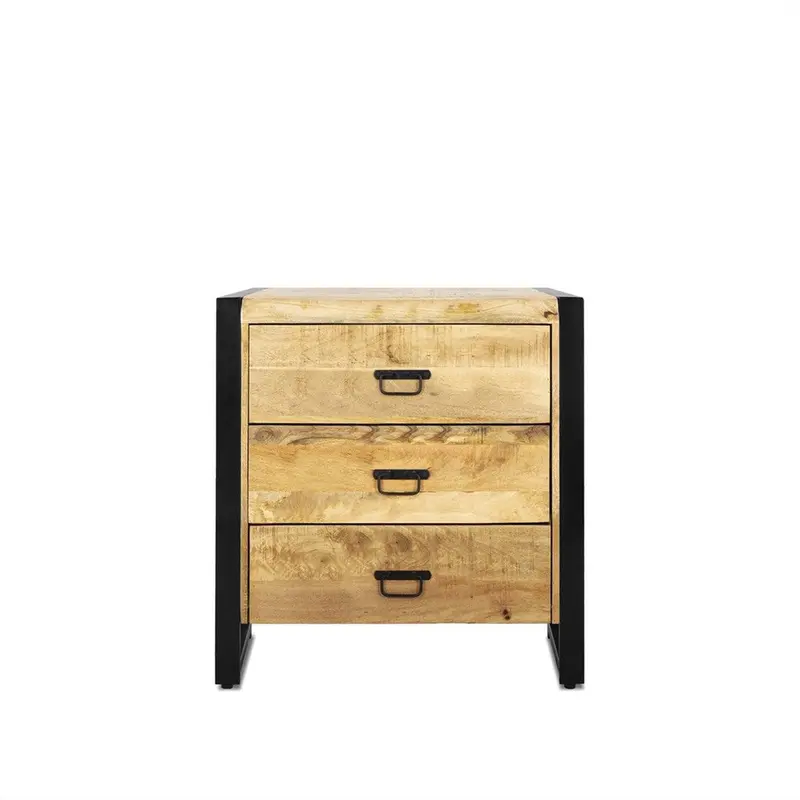 Kommode Britt aus Mangoholz mit 3 Schubladen 80cm - Hellbraun
