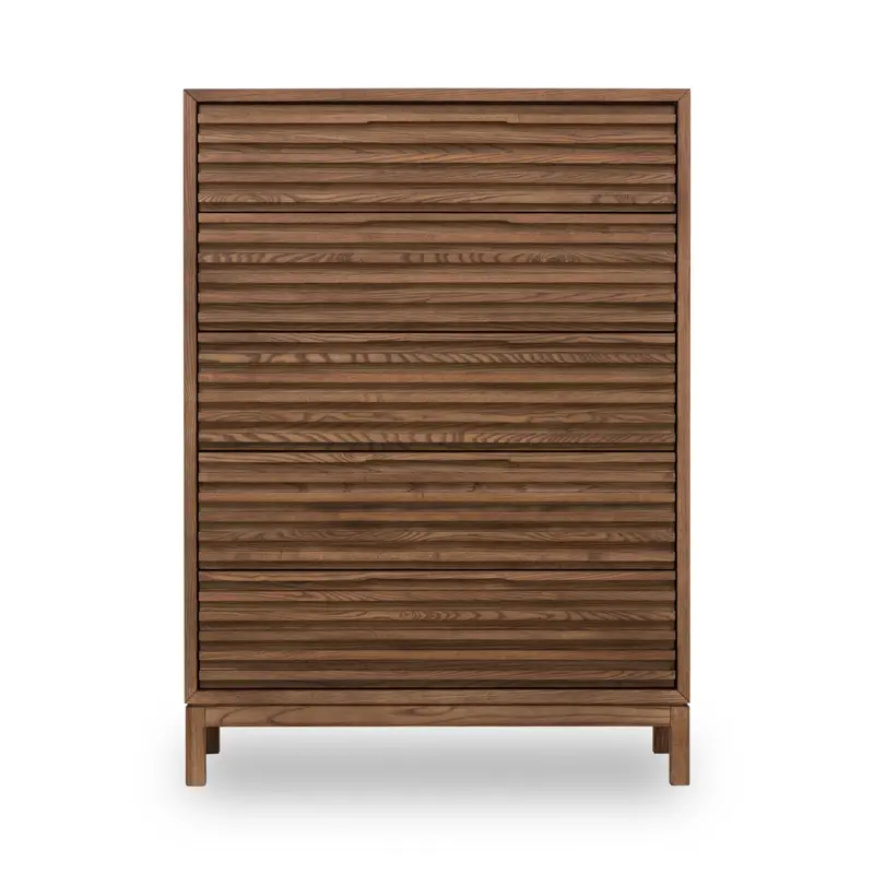 Kommode – Eschenholz Material, Lamellenfront Design, Roux Braun, 132 cm Höhe  - Tanner | Modus Furniture International