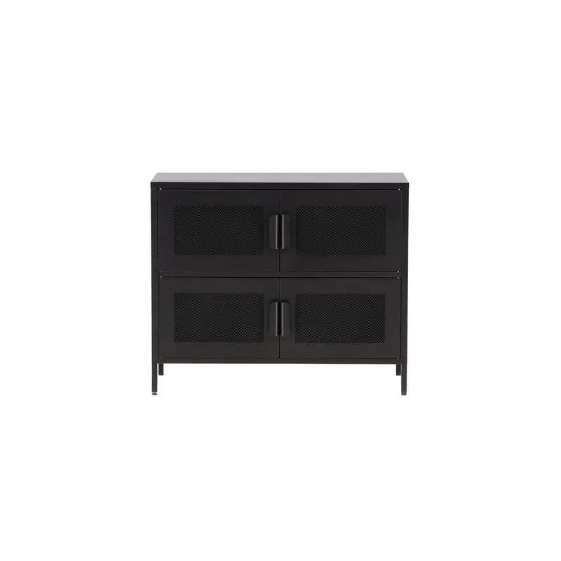 Kommode Nett 90cm mit Gittertüren - Schwarz