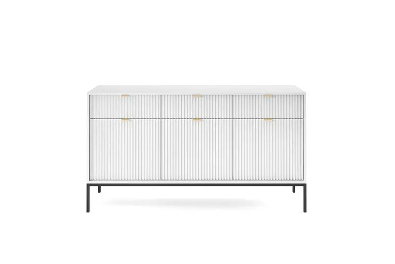 Kommode – NOVA – Weiß im modernen Rillen-Design