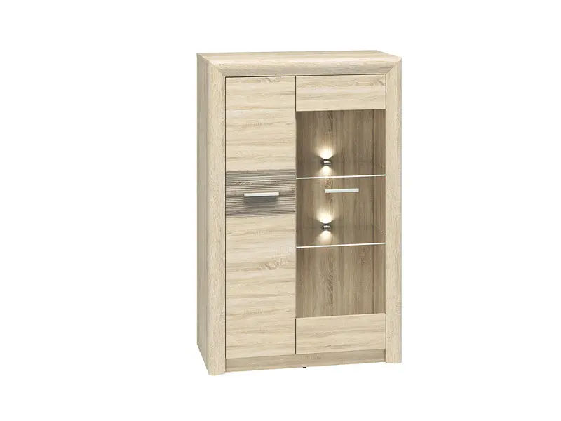 Kompaktvitrine – CASTEL 06/S – Moderne Wohnzimmer Vitrine mit Glasanteil