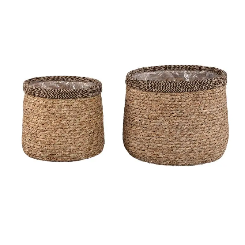 Korb – Dunkelbraunes Rattan, Mit Ohren, Runde Form – Leavy | PTMD