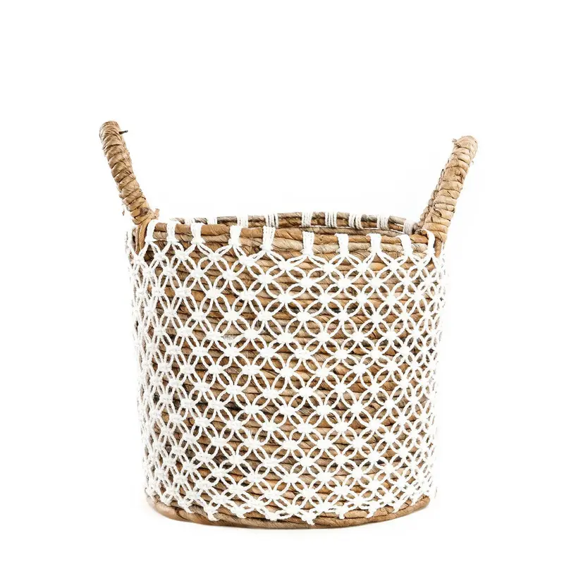 Korb – Seegras Baumwolle, Arabisches Design, Kreuzmuster, S | Bazar Bizar Antwerp