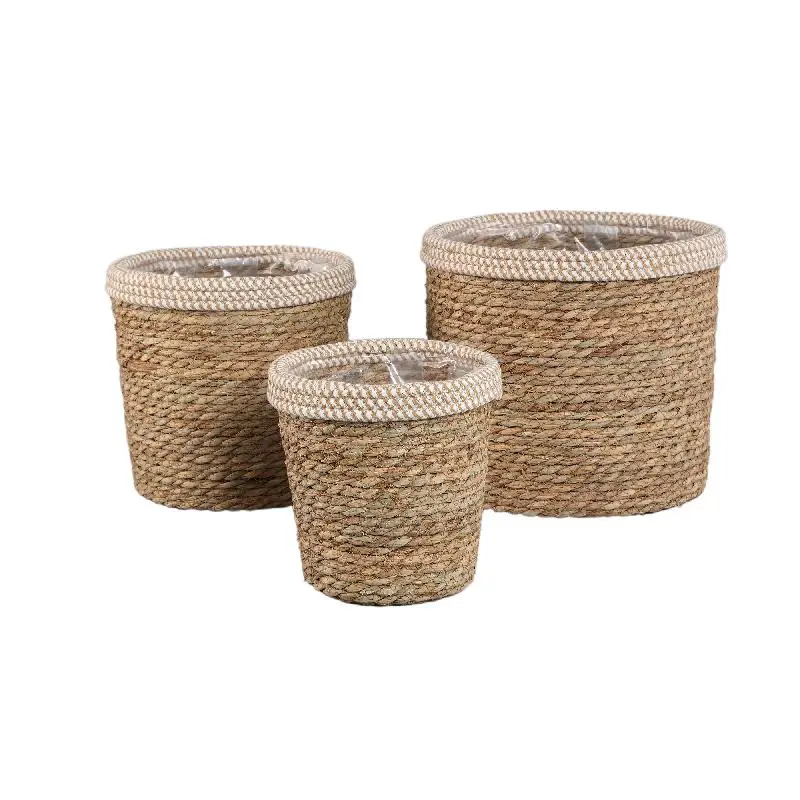 Korb – Weißes Rattan, Gerader Rand, Runde Form – Leavy | PTMD