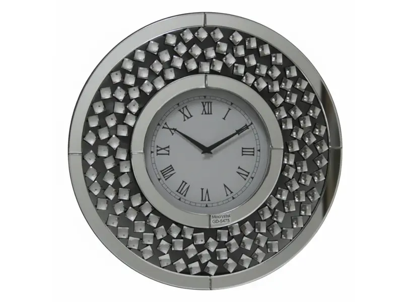 Kristall Wanduhr Silber Rund Ø 50cm