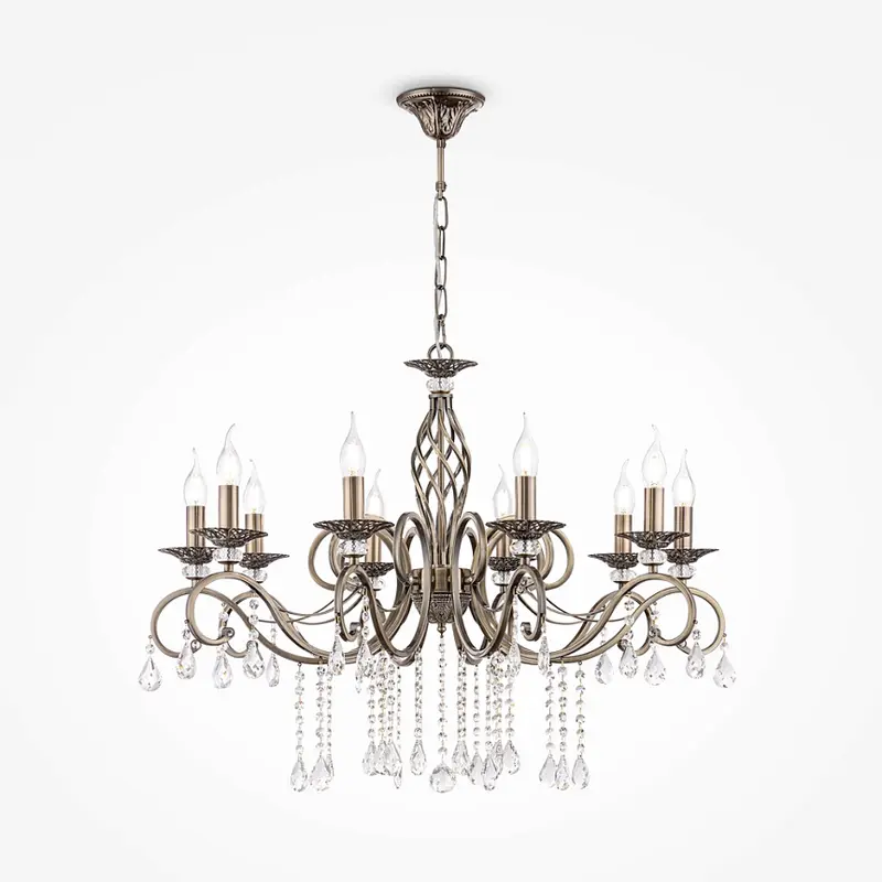 Kronleuchter – Bronzefarbenes Metall, 10 × E14 Fassung, 60 W Leistung, Ø85,0 cm - Grace | Maytoni