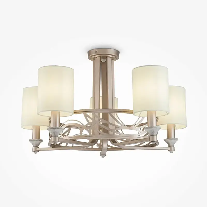 Kronleuchter – Gold Finish, Metall Gehäuse, Stoffschirme, 5 Lichtquellen - Vittoria | Maytoni