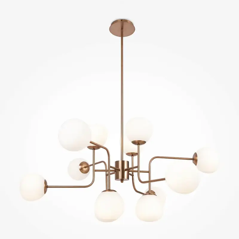 Kronleuchter – Goldfarbenes Metall, 12 Glasschirme, 12× E14 Fassung, 40 W Leistung - Erich | Maytoni