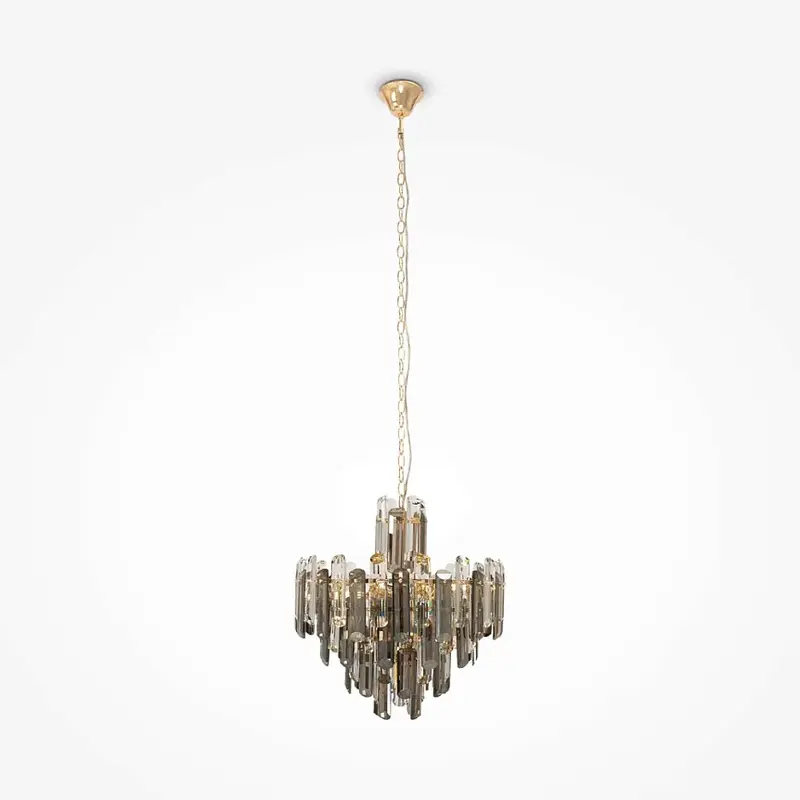 Kronleuchter – Goldfarbenes Metall, 6 × E14, Glasschirm, Höhe 154 cm - Flare | Maytoni