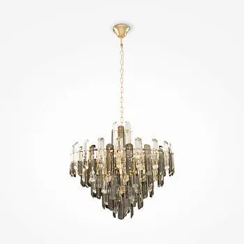 Kronleuchter – Goldfarbenes Metall, 8 × E14, Glasschirm, Höhe 160 cm - Flare | Maytoni