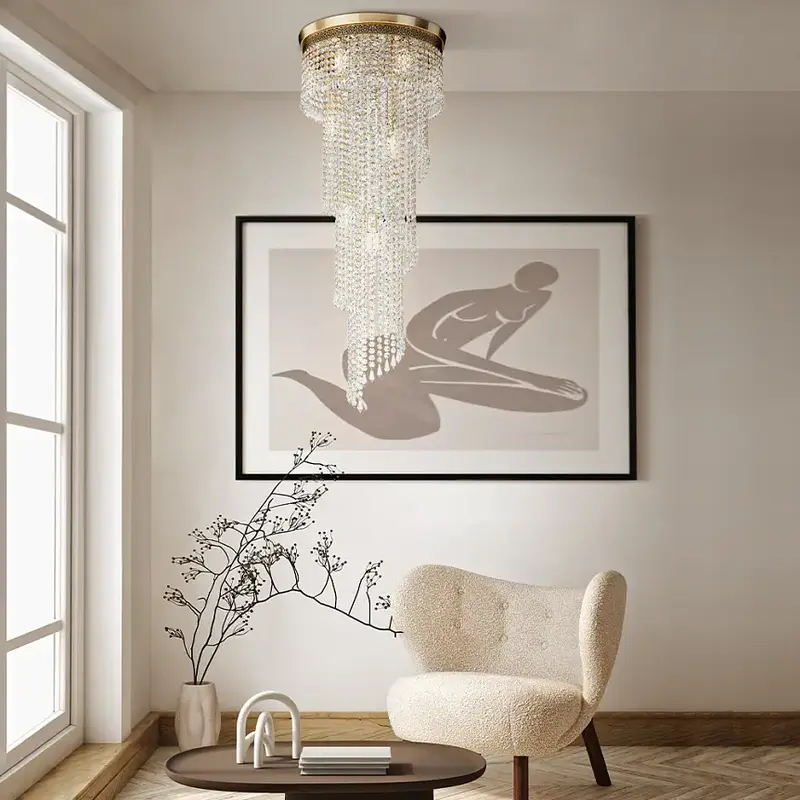 Kronleuchter – Goldfarbenes Metall, E14 Fassung, 12× E14, 100 cm Höhe - Cascade | Maytoni