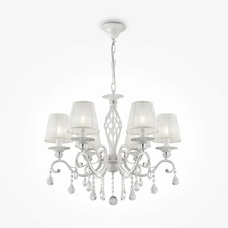 Kronleuchter – Weiß-Goldenes Metall, 6 × E14 Fassung, 40 W Leistung, Ø63,0 cm - Grace | Maytoni