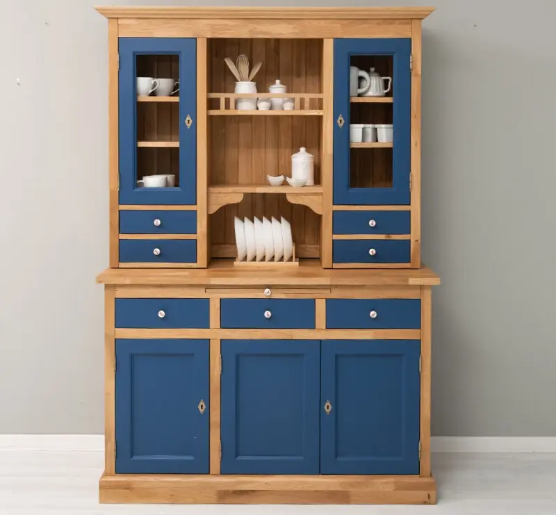 Küchen- und Buffetschrank aus massiver Eiche | Geschirrschrank mit 7 Schubladen und 5 Türen