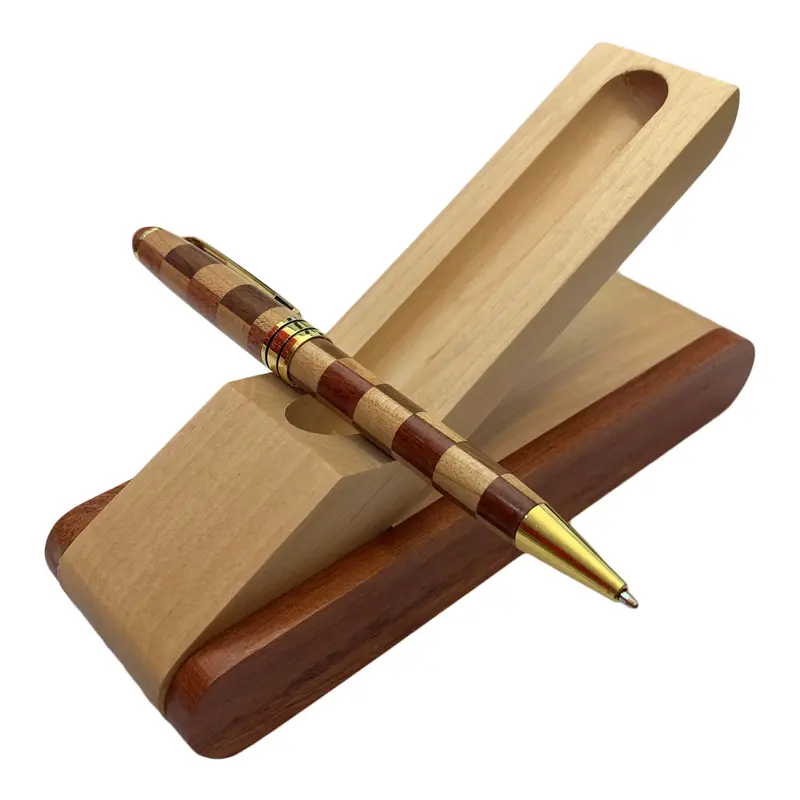 Kugelschreiber kariert aus Ahornholz mit/ohne Etui