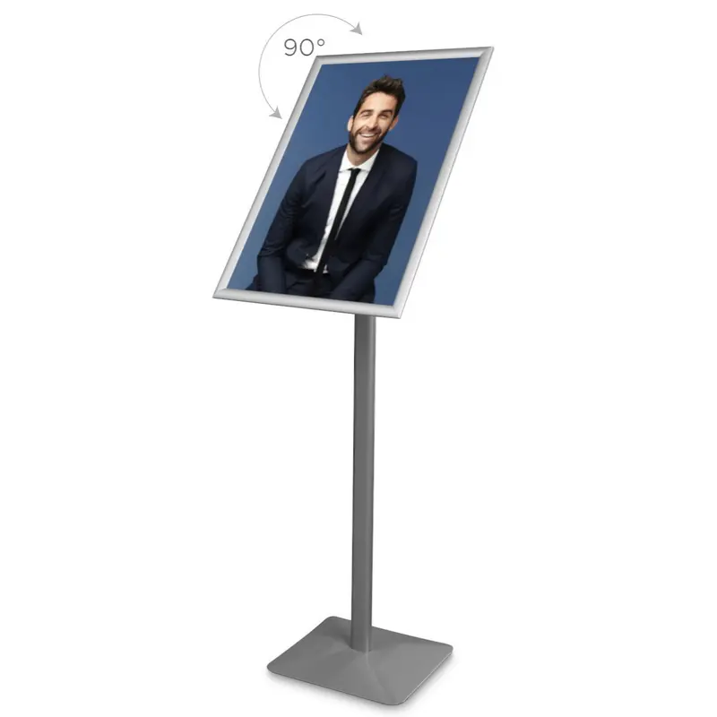 Kundenstopper Info-/Menüständer „Premium“ in Silber - A2 für Plakate und Poster